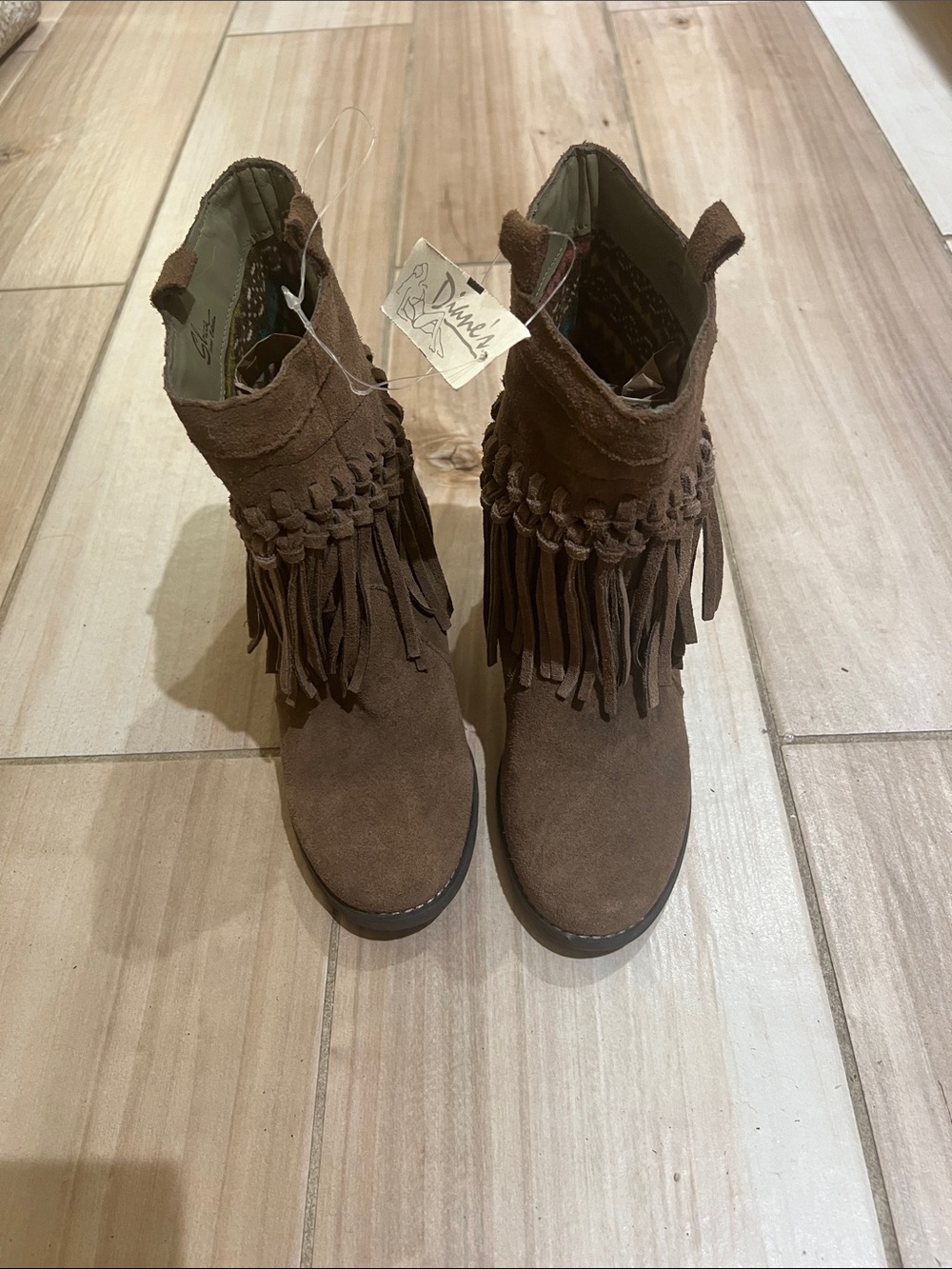 Sbicca Brown Suede Fringe Booties